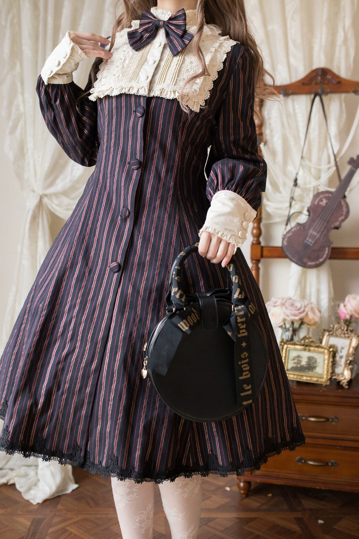 Strawberry Witch~Daily Lolita Coat Sherlock Style Lolita Coat Striped OP 34536:473212