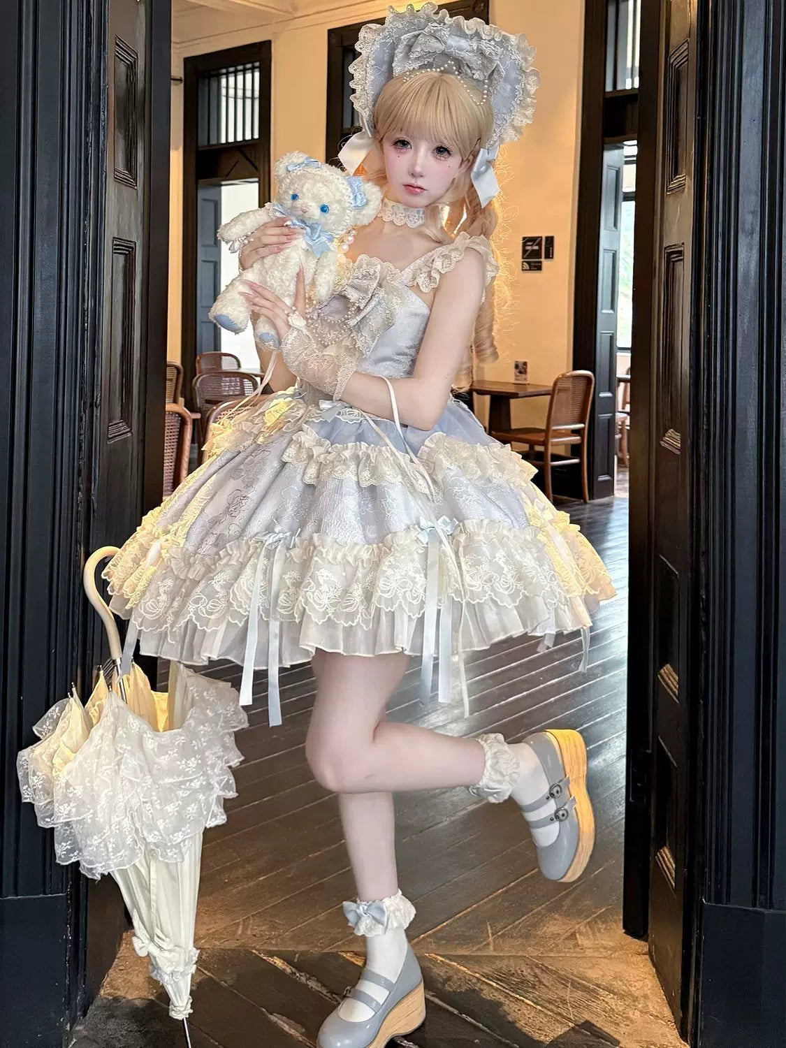 Blooming Love - Ballet-inspired Sweet Lolita JSK Dress, Lace & Bows