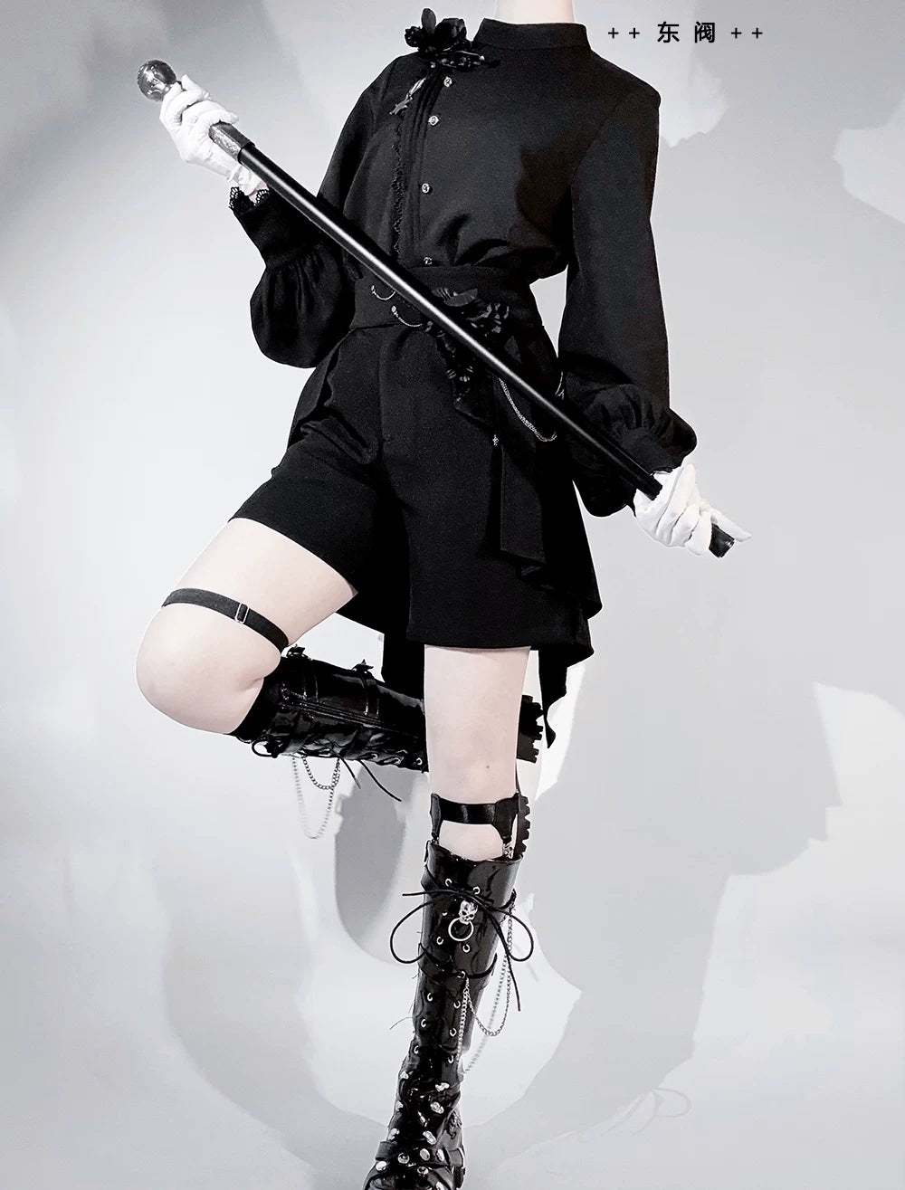 Rose's Will - Ouji Lolita Shirt, High-Low Hem Shorts