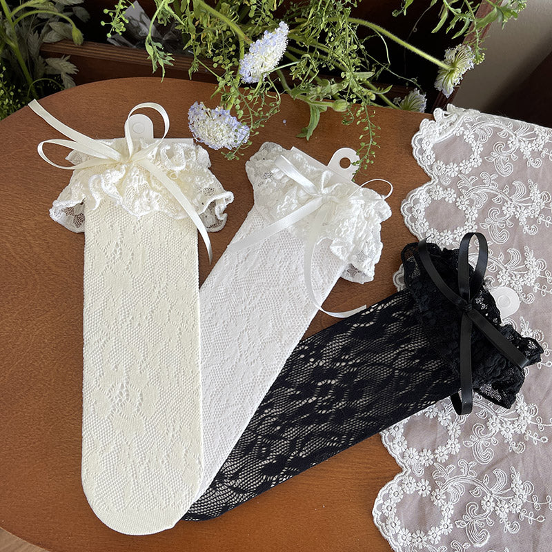 WAGUIR - French Style Lolita Socks Mid-calf Lace Socks