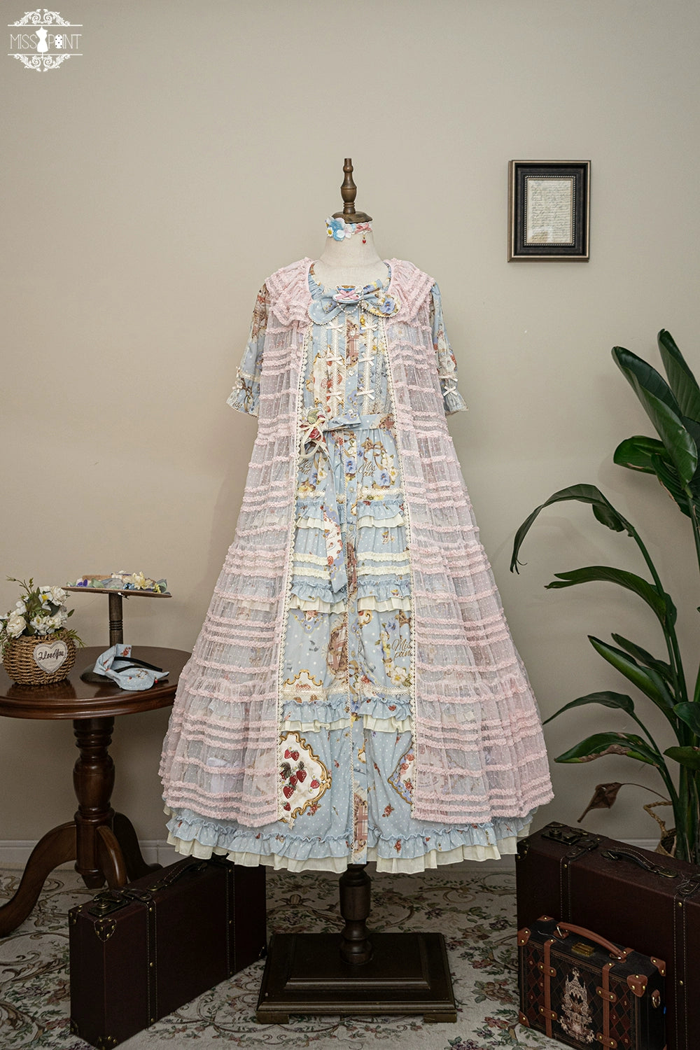 Miss Point~Cat Rose Tea~Sweet Lolita Tulle Cardigan and Long Skirt Overlay (L S) 42141:728093