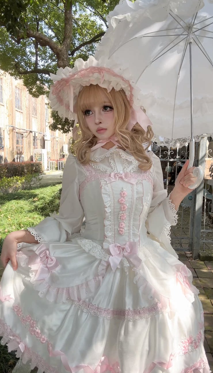 Charlotte Bouquet - Old School Lolita JSK Set, Embroidery & Bows 45093:835371