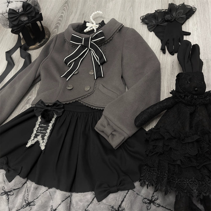 LeMiroir~Winter Solstice Coat~Sweet Lolita Woolen Coat Embroidery Skirt Short Outwear 40360:657032