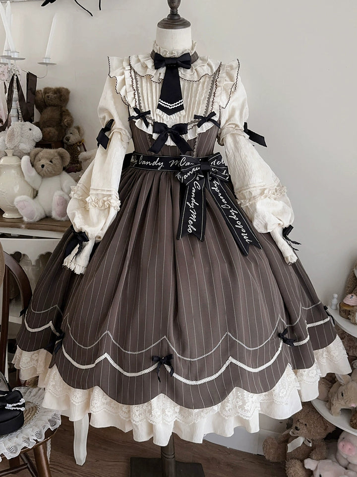 Buling Moon~Sweetheart Puppet~Retro Lolita OP Elegant Daily Lolita Dress   