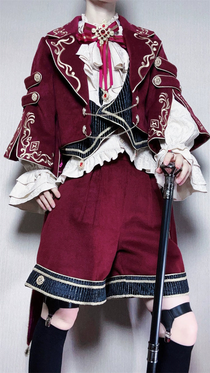 Letters from Unknown Star~Heir~Ouji Lolita Shorts Set Military Prince Lolita Coat and Blouse