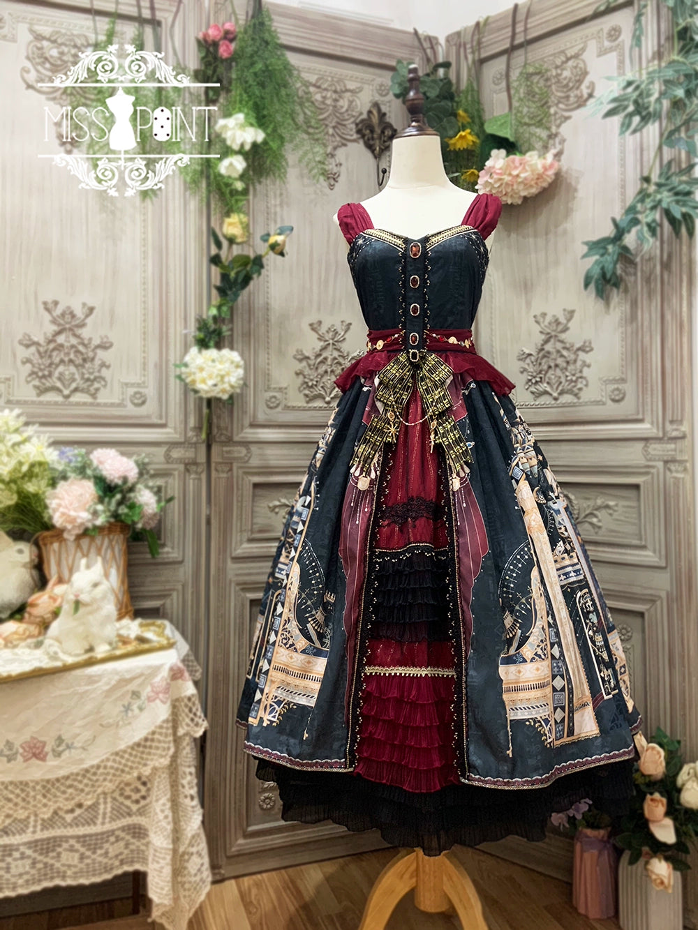 Miss Point~Dusk Best~Egyptian Lolita Dress Set Gorgeous JSK XS Black dress (without shawl) 