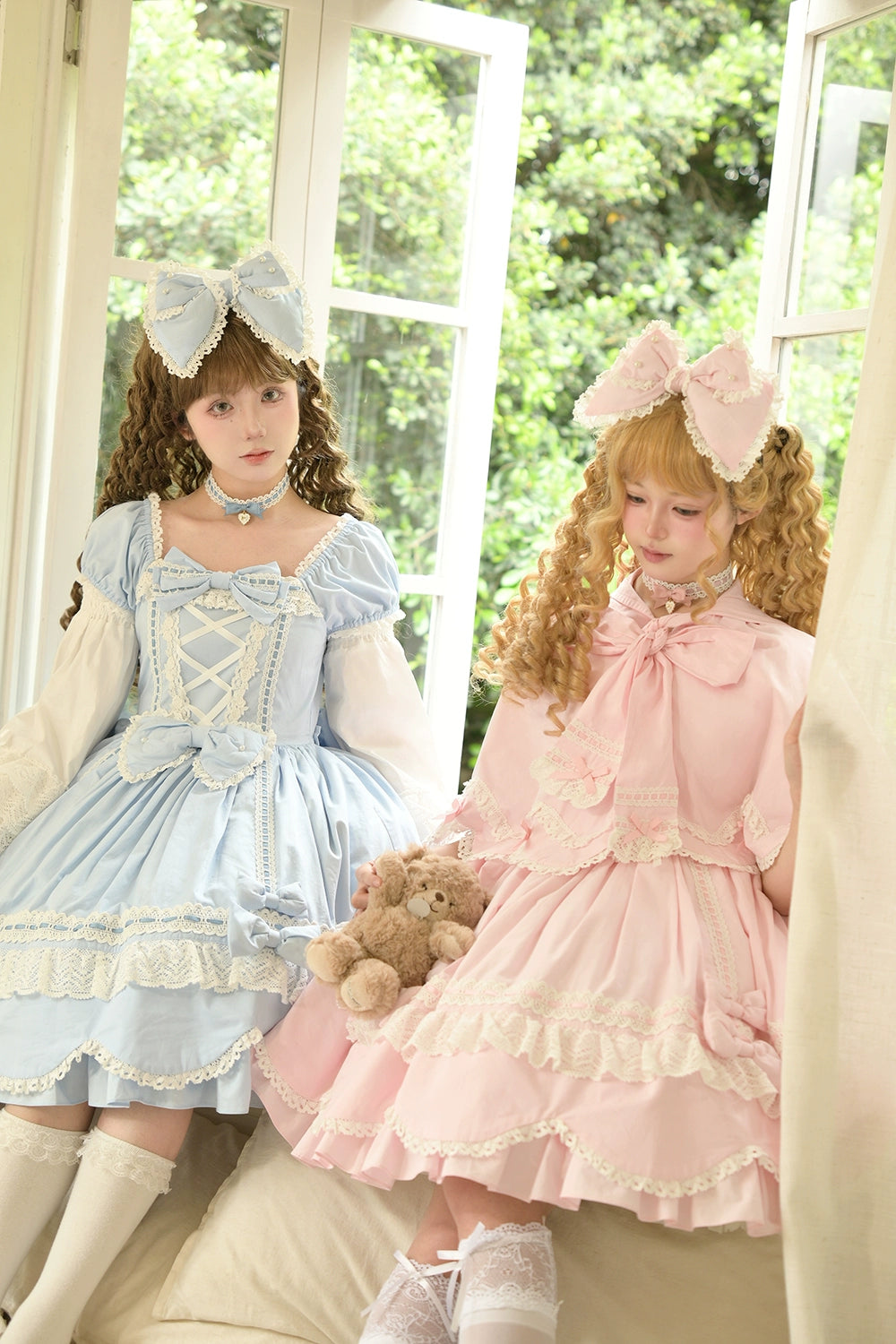 Miss Point - Vintage Petal Rabbit - Old School Lolita OP Cotton Dress With Petal-Shaped Hem 43135:768496