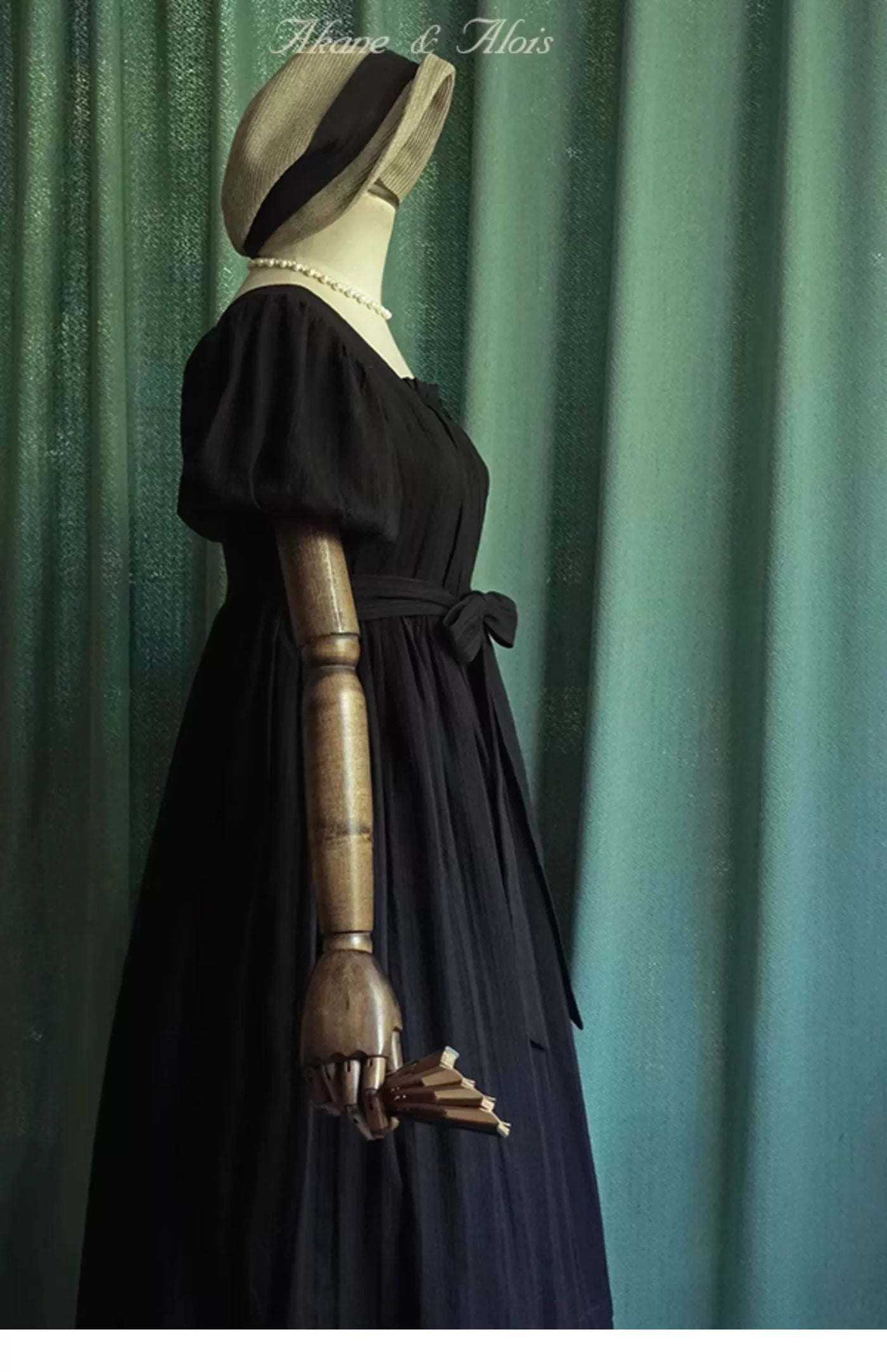 Akane Alois~White Night~Elegant Lolita Black High Waist Dress   