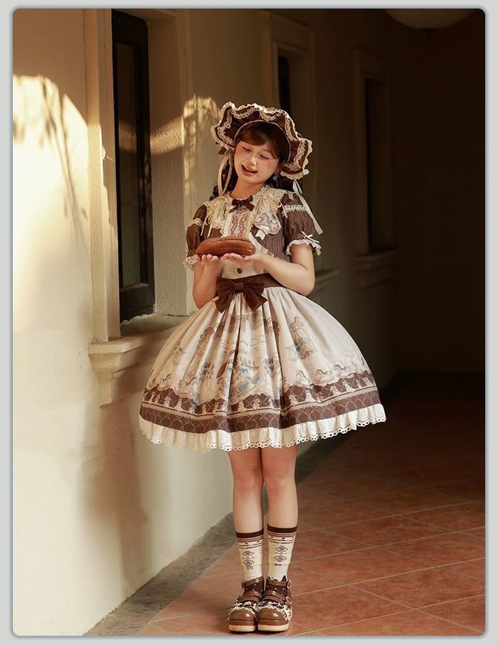 Alice Girl~Sea Salt Fairytale~Sweet Doll-like Lolita OP Animal Printed Lolita Dress 40674:672828