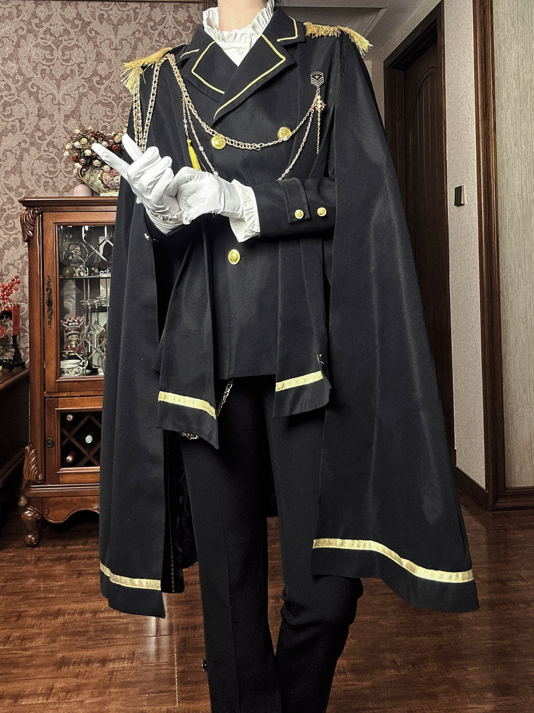 Gazing Galactic~Dawnbreak~Ouji Lolita Pants Suit with Military Coat and Cape