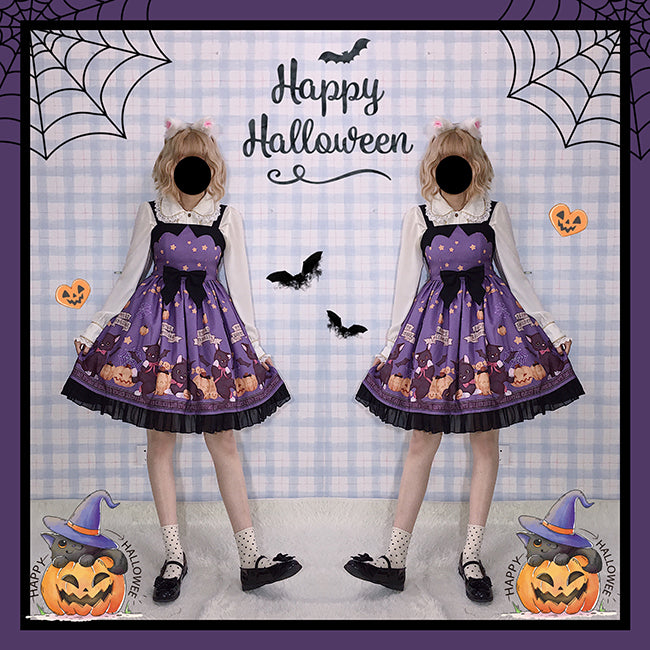 Sexy Halloween Lolita Dress with Star Pattern and Spider Web – 42Lolita