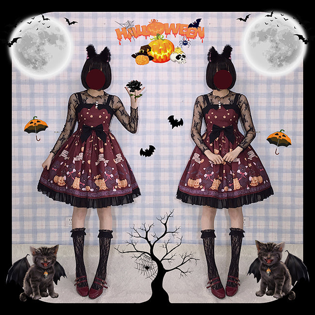 Sexy Halloween Lolita Dress with Star Pattern and Spider Web