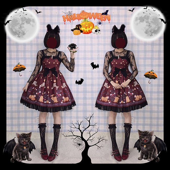 (Buyforme)Cheese Cocoa~Vampire Cat Normal Waist Lolita Halloween JSK   
