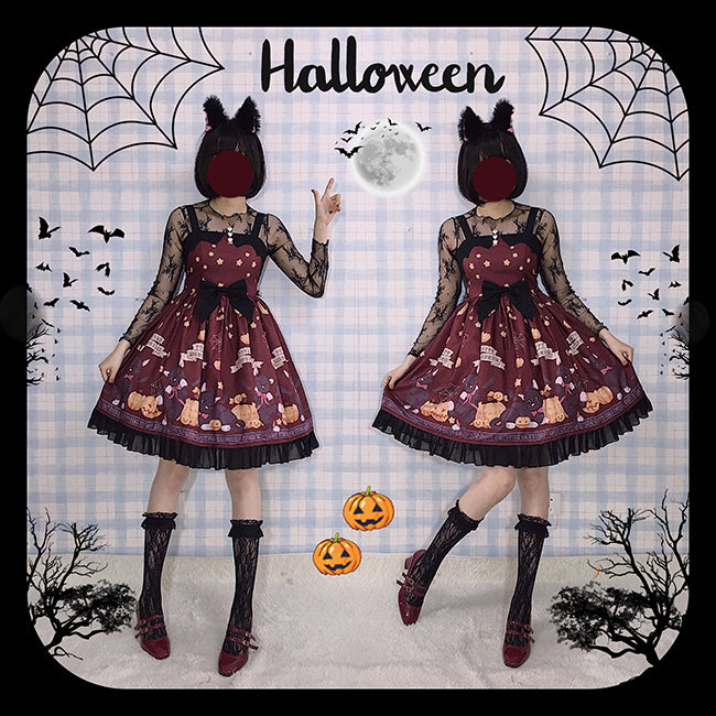 (Buyforme)Cheese Cocoa~Vampire Cat Normal Waist Lolita Halloween JSK   