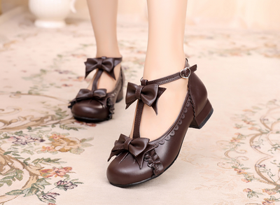 Sosic~Mengjiang Kiri~Sweet Lolita Gorgeous Leather Shoes coffee 33 
