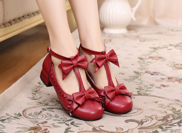 Sosic - Mengjiang Kiri - Sweet Lolita Gorgeous Leather Shoes red 33