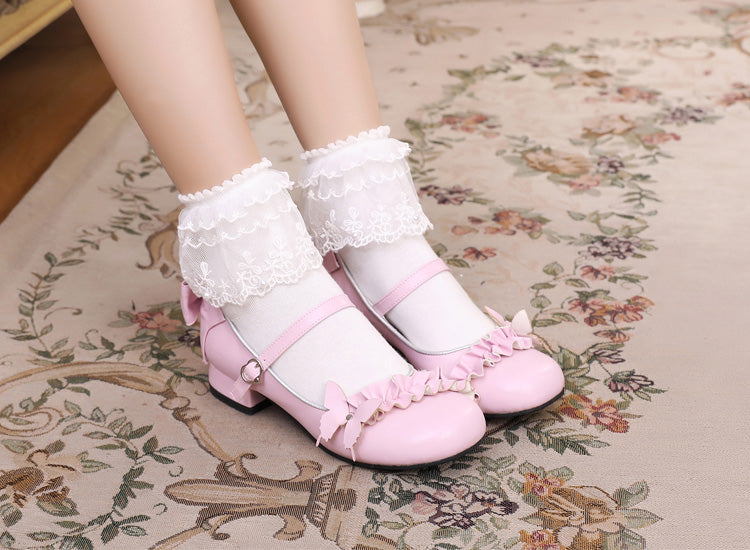 Sosic~Stand Still and Don't Fly~Daily Sweet Lolita Round Toe Handmade Shoes pink 33 