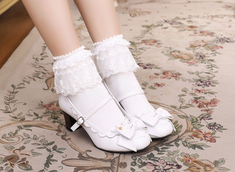 Sosic~Ode to Luan~Sweet Lolita High Heel Bow Shoes white color 33 