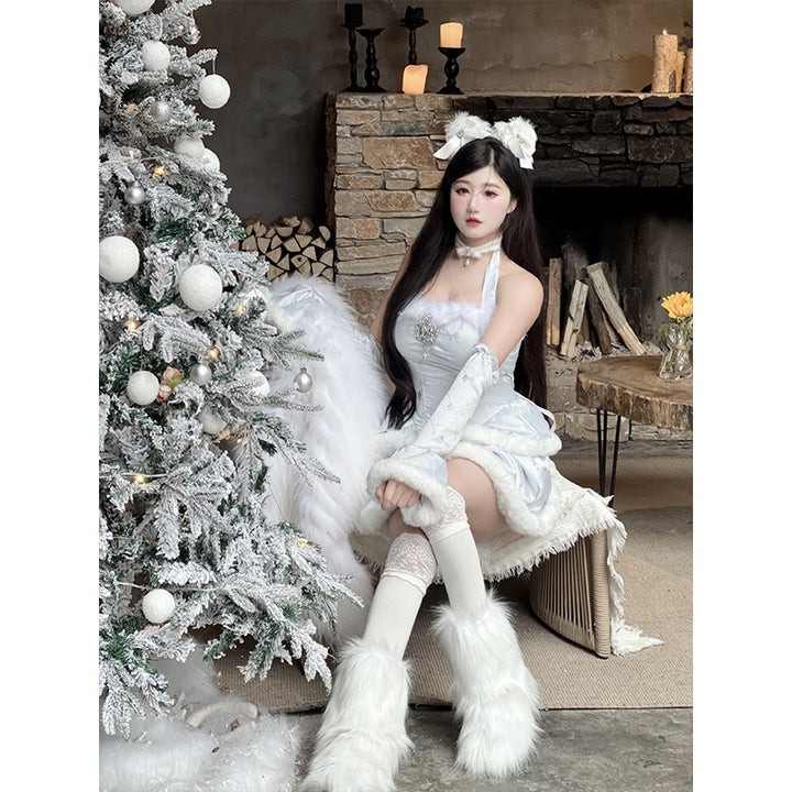 (BFM)Diamond Honey~Snow Country Elf~Elegant Lolita Dress Set with Plush Sparkling Diamonds   