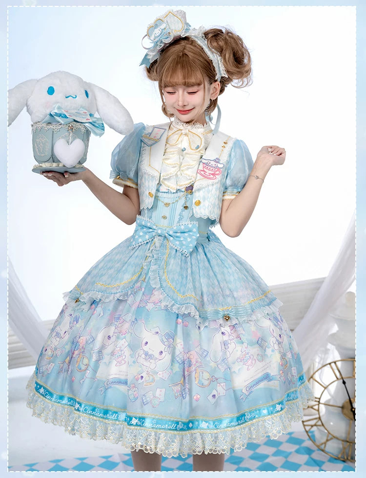 Cinnamoroll Magician - IP Collaboration Sweet Lolita Dress Set, Cinnamoroll Prints 45993:871373
