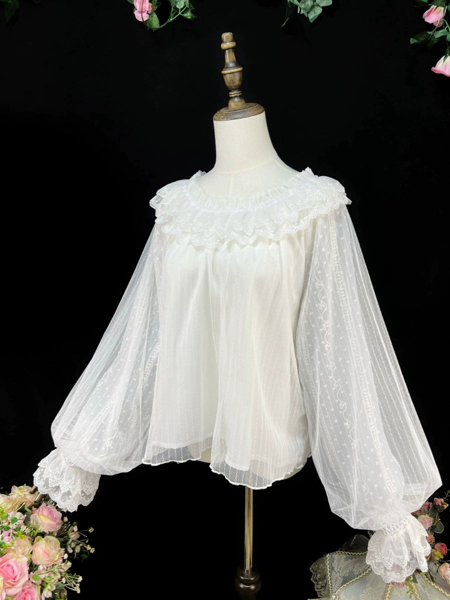 DMFS~Long Sleeve Lolita Shirt Gauze Blouse Mutton Sleeves   