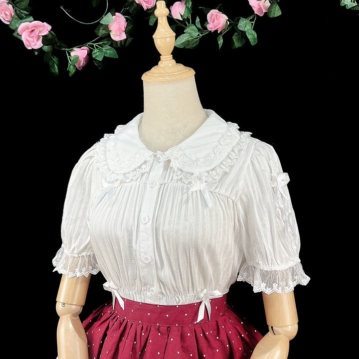 DMFS Lolita~Sweet Lolita Shirt Doll Collar Blouse High-waisted   