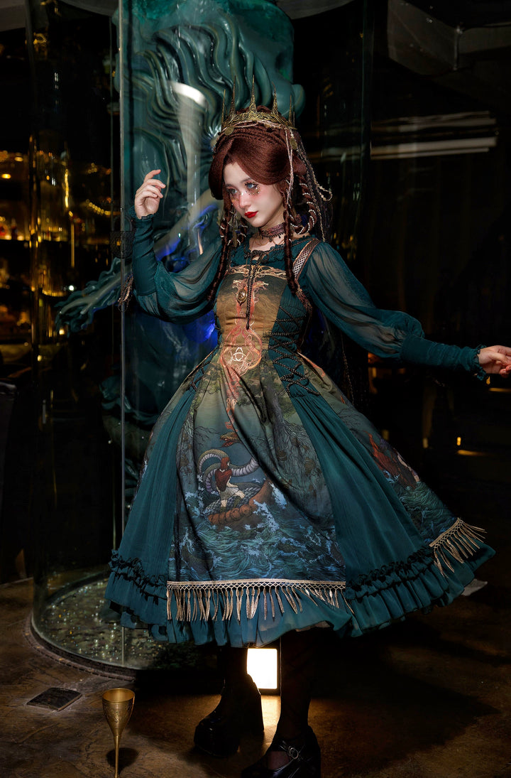 (BFM)FunCcino~Ragnarok~Nordic Style Loki Lolita JSK SK Dress