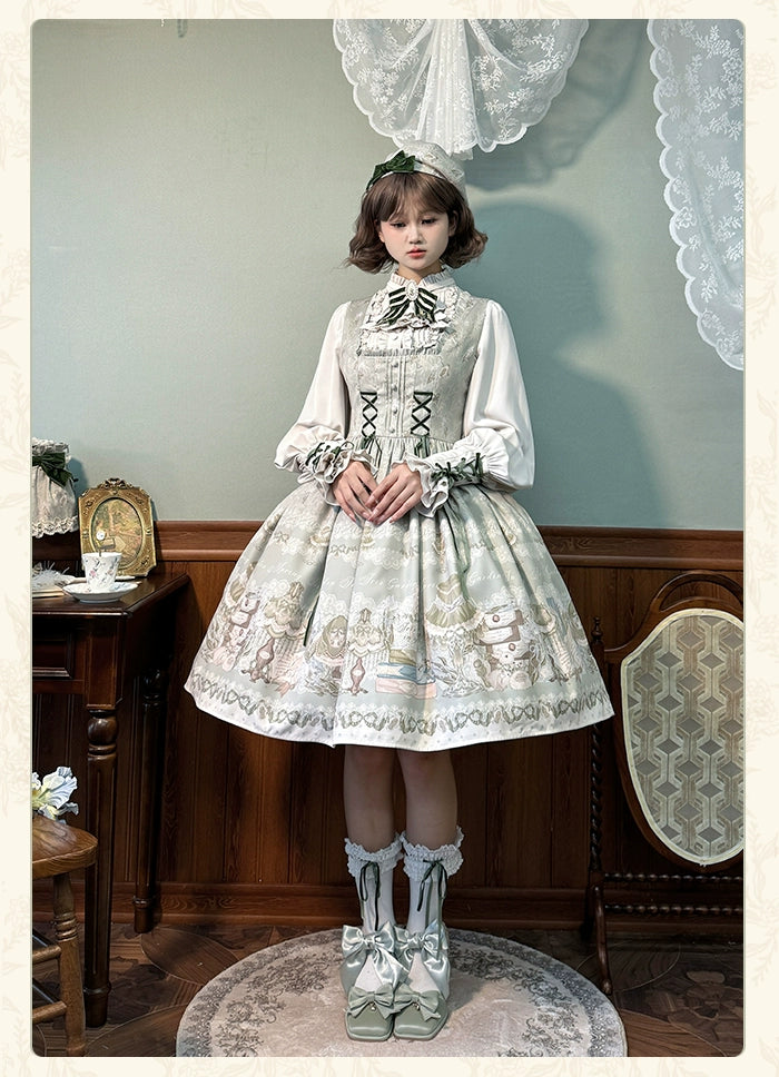 Alice Girl~Iris Study Room~Elegant Lolita JSK Classic Lolita Dress With Square Neck   