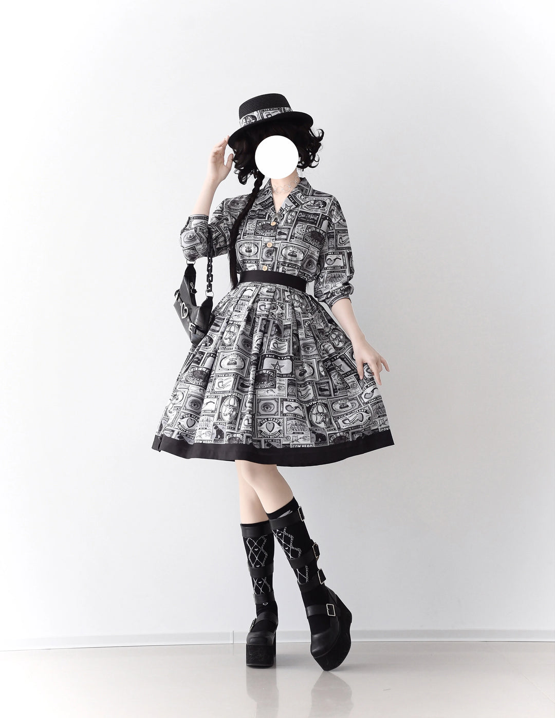Miss Cube - Antique Label - Retro Lolita Skirt American Half Skirt Customized Antique Print