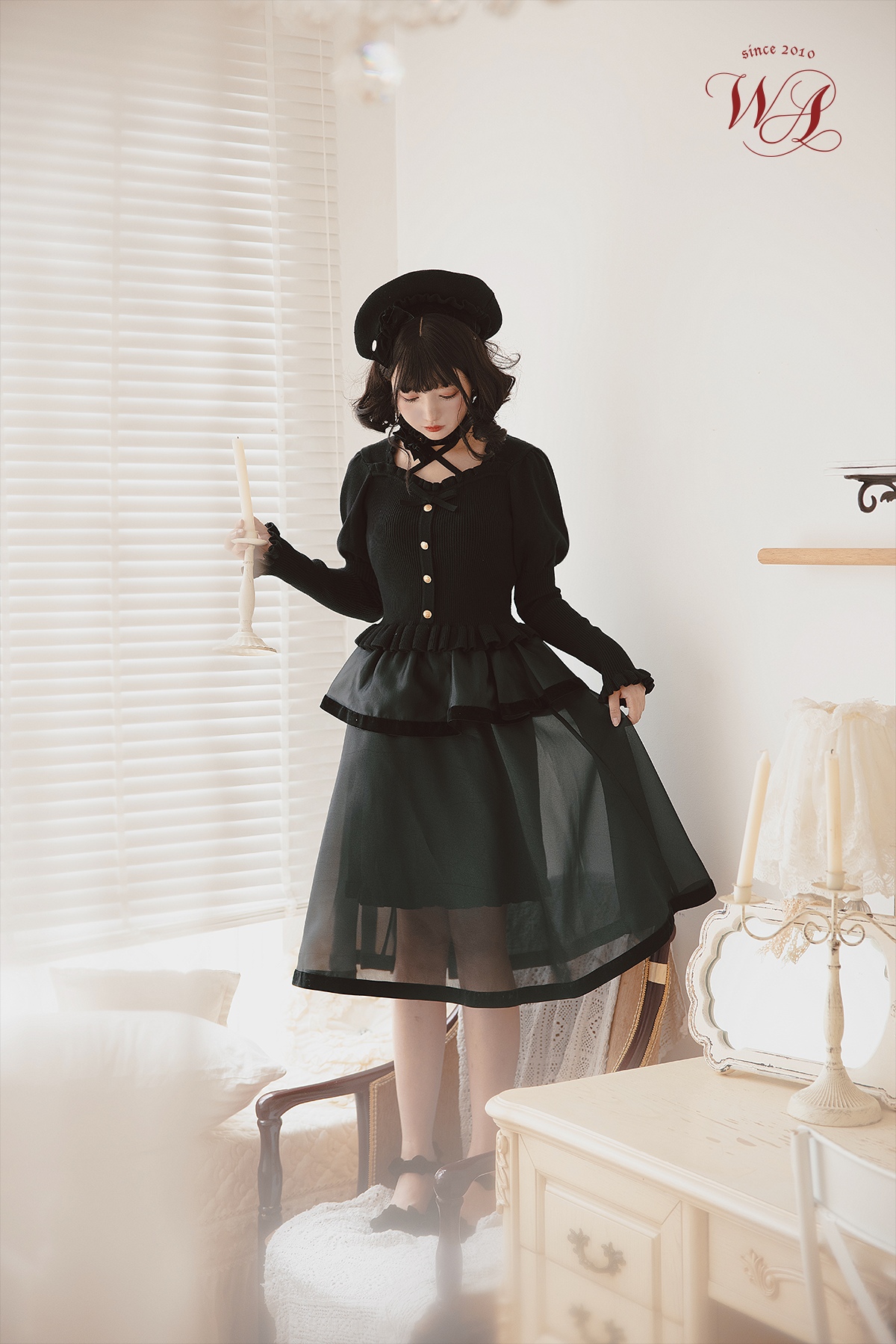 (BFM)WhitalAlley~Three Lines of Love Letters~Elegant Lolita Knitted Top and Skirt Set   
