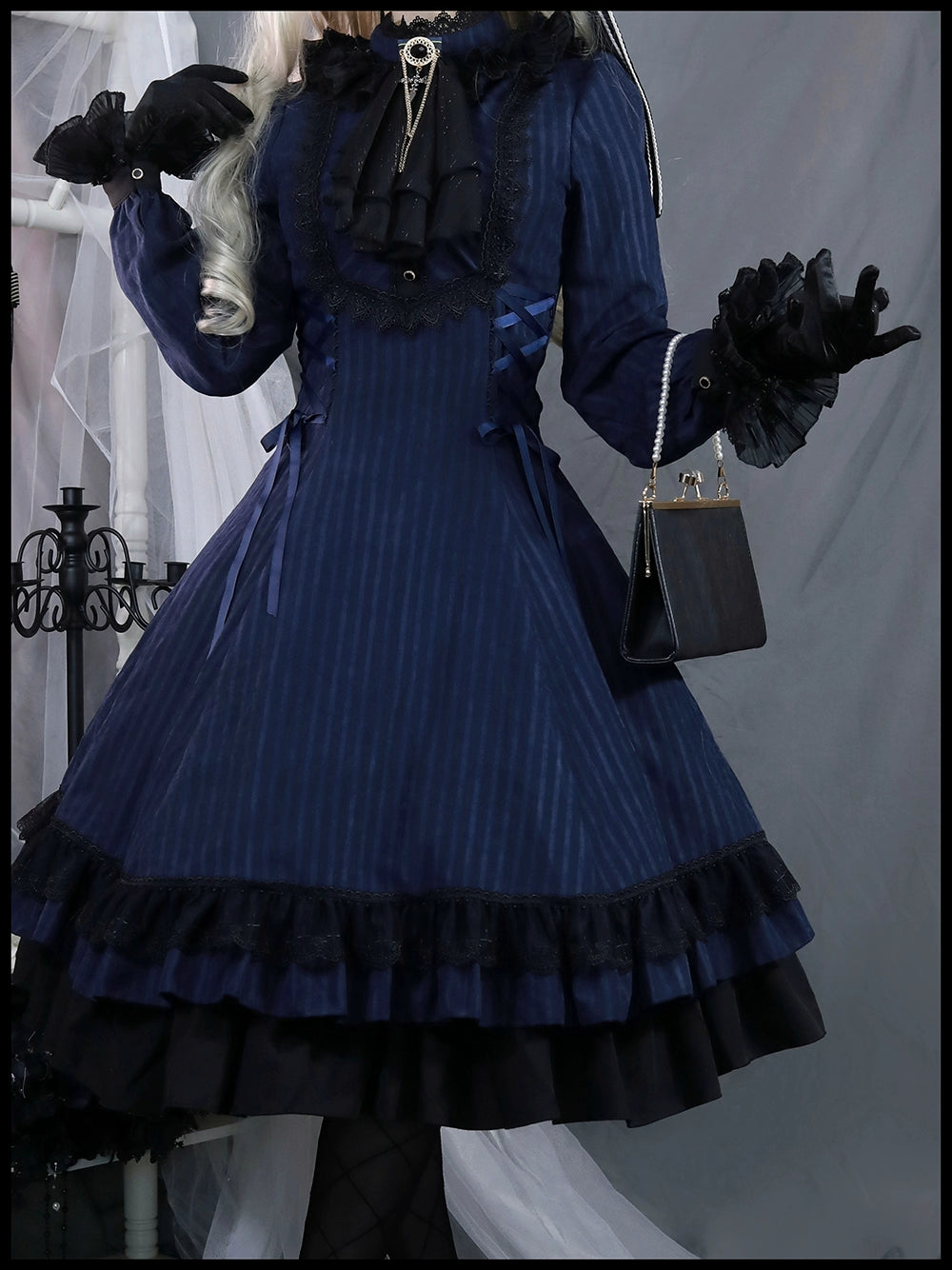 Miss Point~Perintz Manor~Gothic Lolita OP Long Sleeve Retro Lolita Dress 39904:642824