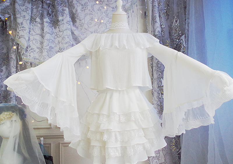 (Buyforme)Fairy Tales~Fate Quartet Bridal Lolita Gothic Accessories Blouse white free size princess sleeve blouse