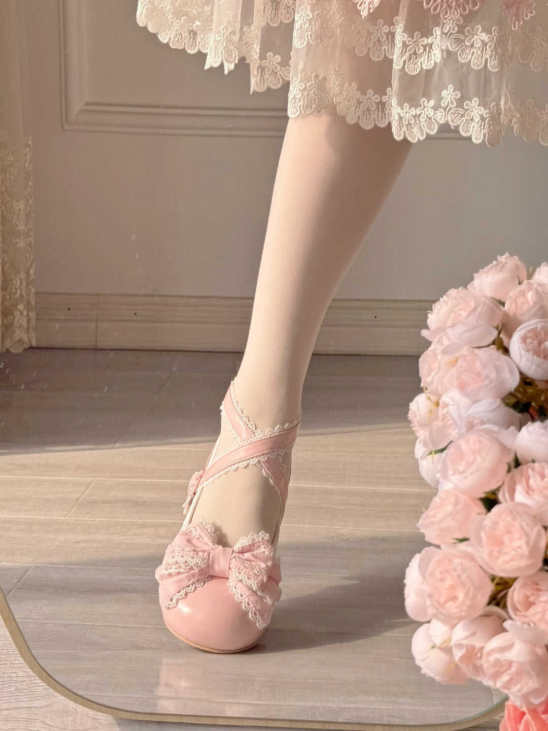 Pure Tea For Dream~Cotton Cutie~Sweet Lolita Shoes Low and Medium Heel Shoes with Bow