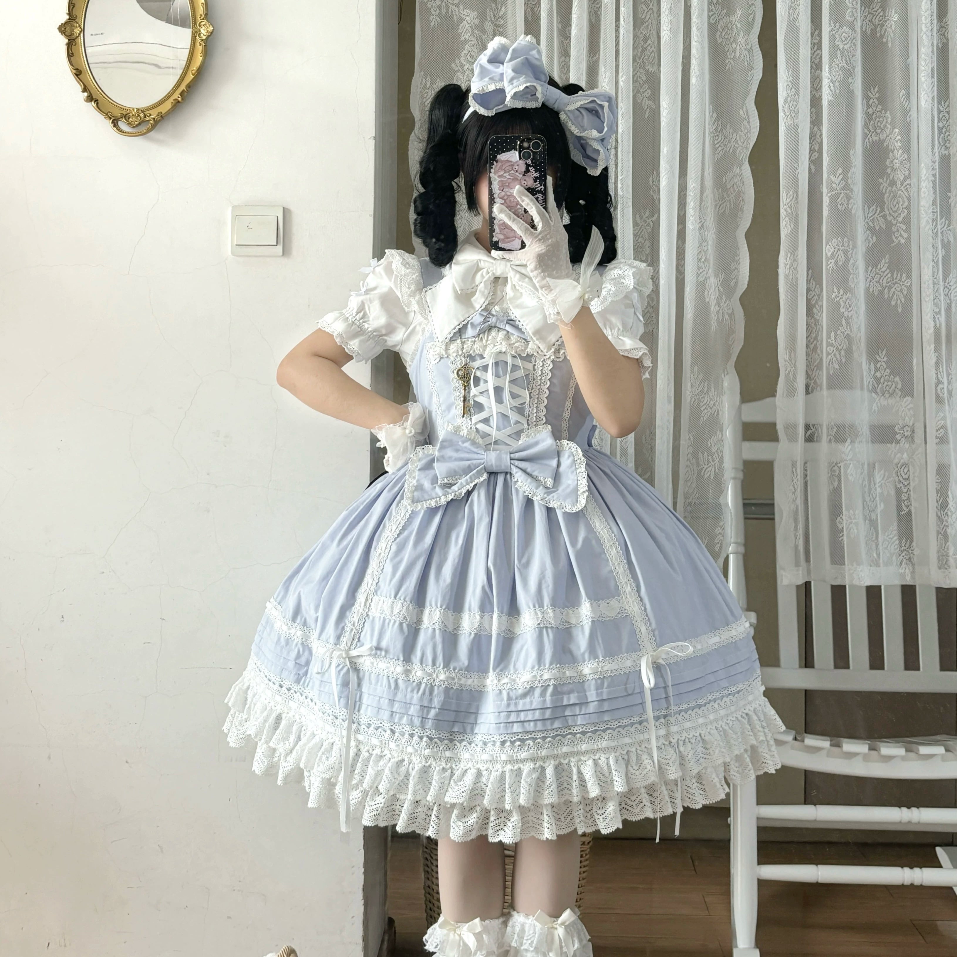 Pure Diary - Sweet Lolita Cotton JSK Dress, Tiered Back Skirt 44760:821152