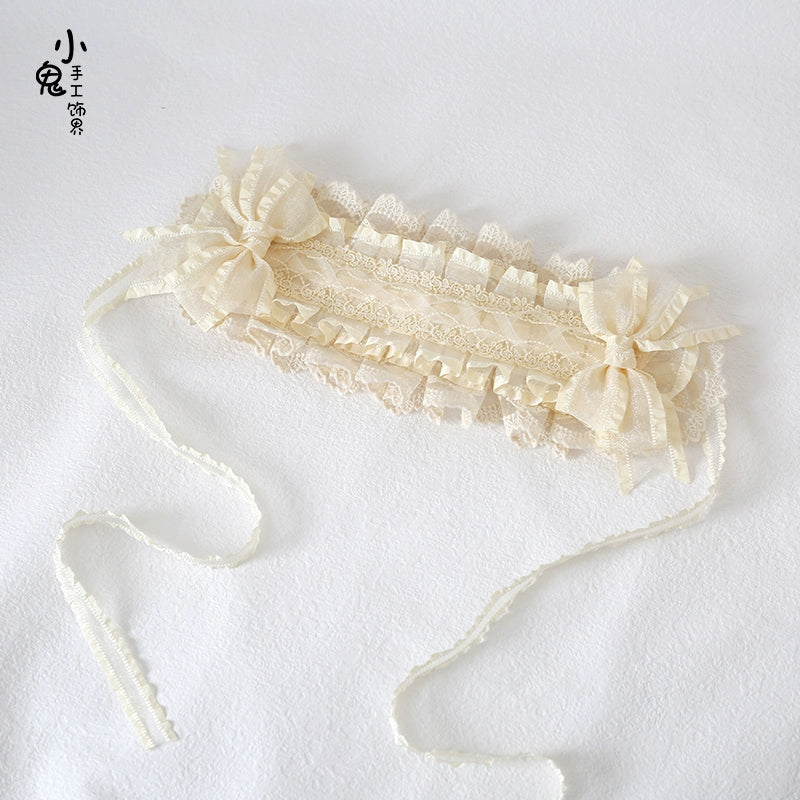 Xiaogui - Lace Lolita Headdress Set With Bow/Ruffle Details Headband Only