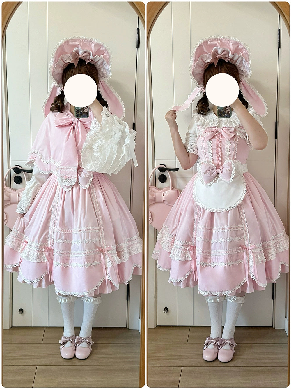 Vintage Petal Rabbit - Cotton Old School Lolita JSK Dress With Petal-Shaped Hem 43136:769631