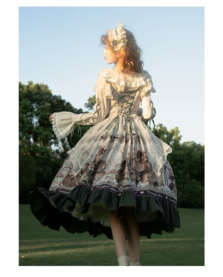 Spireme Cat~Small Forest~Classic Lolita JSK Dress Chest Support Printing Dress   