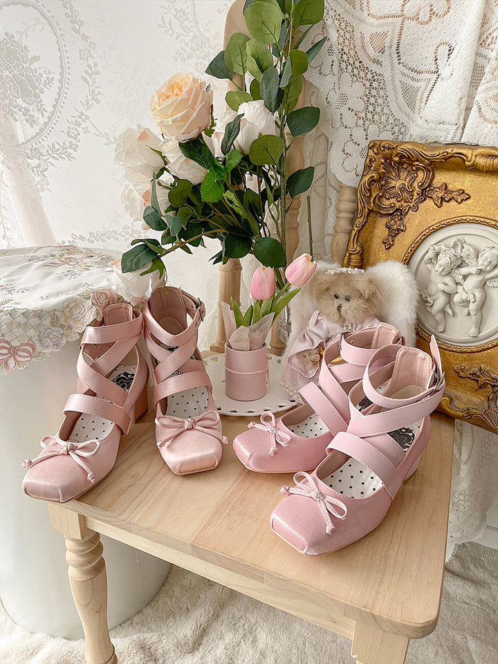 (BFM)MODO~Elegant Lolita Shoes Ballet Round-toe Mid-heel Shoes   