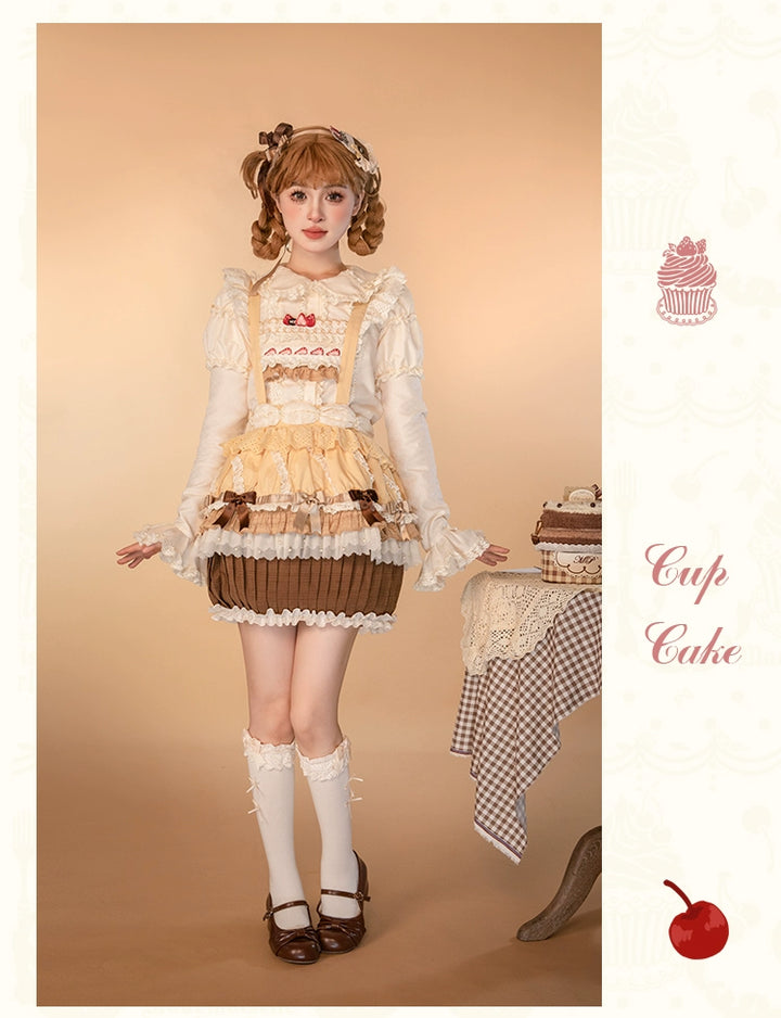 Mademoiselle Pearl~Cup Cake~Sweet Lolita OP Dress Kawaii Lolita JSK SK   