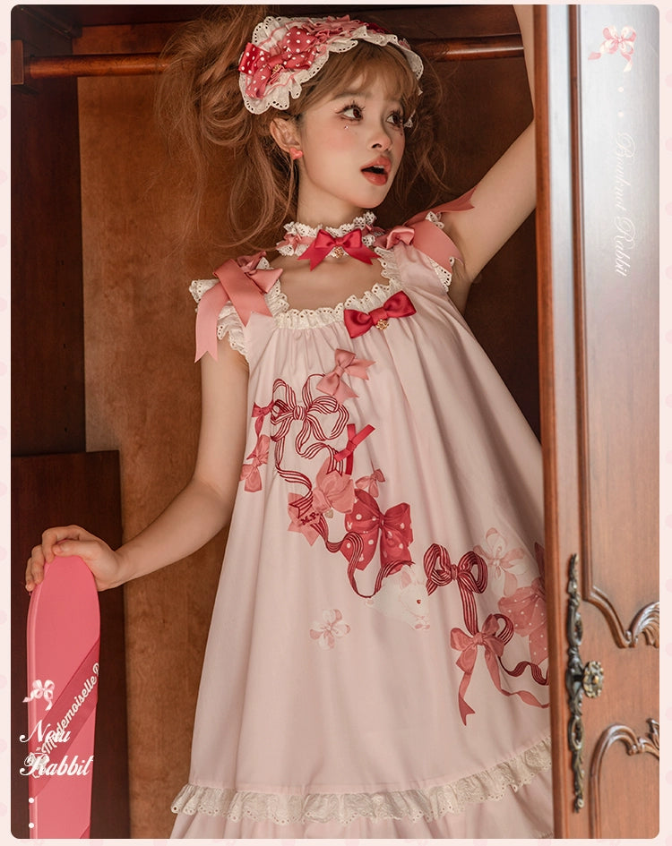 Mademoiselle Pearl~Bow Bunny~IP Collab Sweet Lolita OP Dress Bow JSK OP 38022:578656