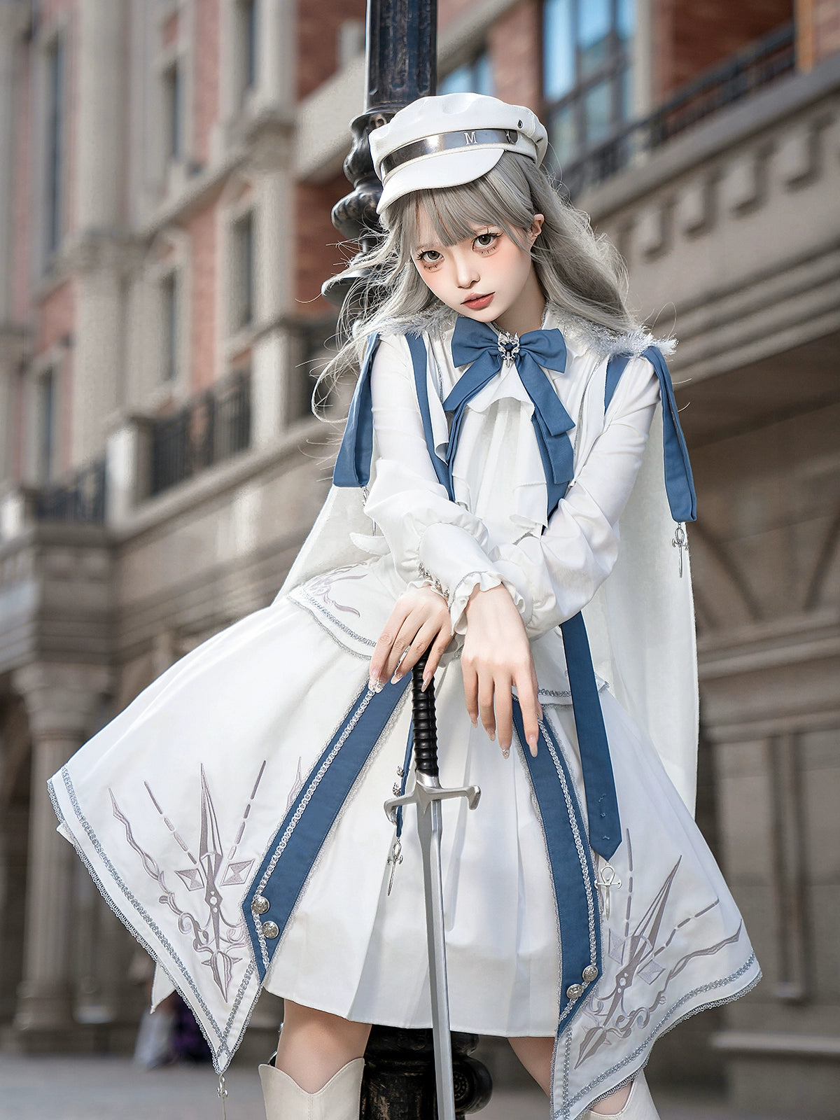 Designer's Gift - Luminous Cavalier - Military Lolita Skirt Set Long-Sleeved Shirt