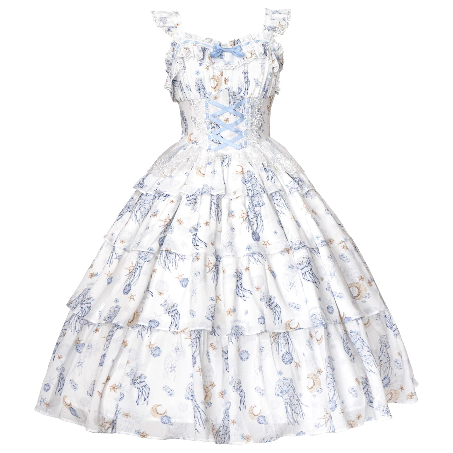Starry Jellyfish - Printed Classic Lolita JSK Dress, Short Sleeve OP (L M S) 45153:836741
