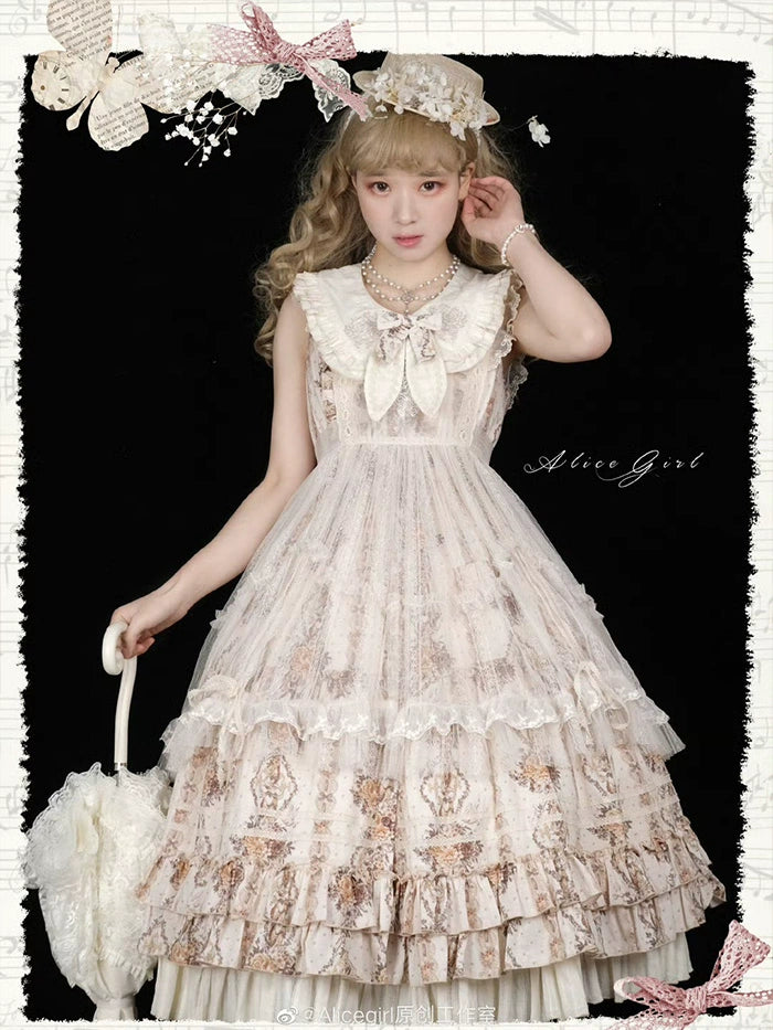 Alice Girl~Elegant Lolita Embroidered Apron with Adjustable Strap 42988:761084