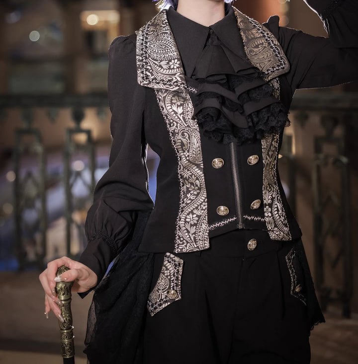 (BFM)Little Dipper~Oath of Chapter~Ouji Lolita Vest Prince Style Shorts Multicolors S black gun color vest 