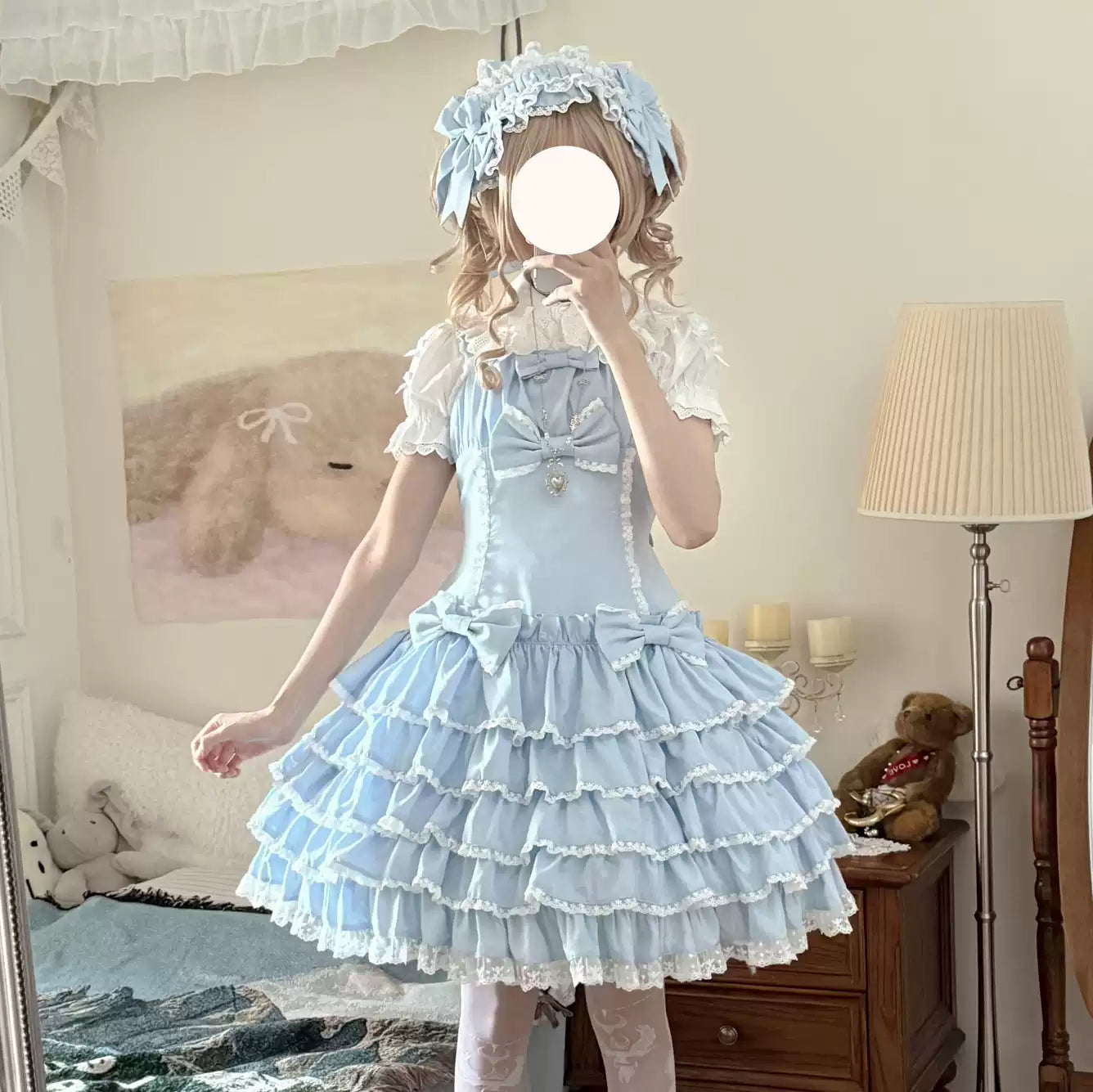 Nn Star - Half Sugar Ism - Sweet Lolita JSK Low Waist Dress With Tiered Hem (L M S XS) 43152:801818