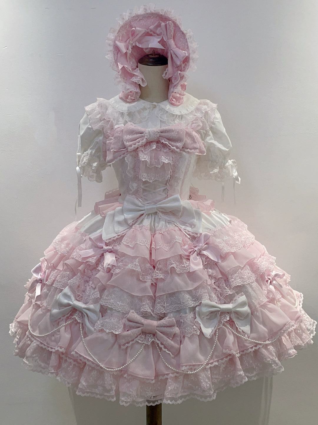 Cocoa Sweetheart~Love Descends~Wedding Lolita Jumper Dress Elegant Bridal JSK Free size White and pink JSK 