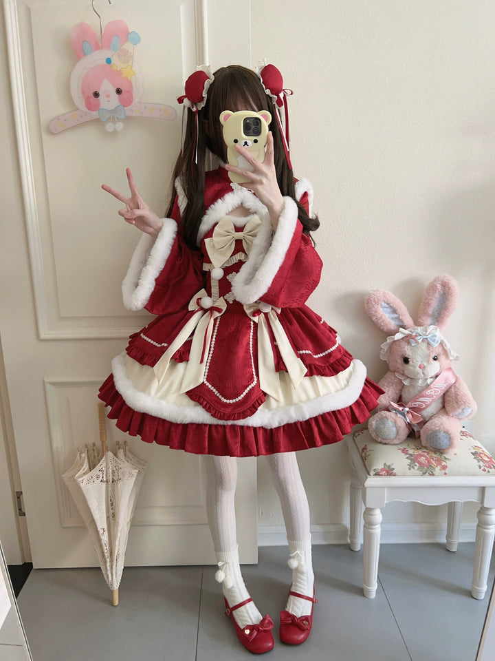 Sugar Girl~Taomian Meiyi~Winter Qi Lolita JSK Suit New Year Lolita Dress