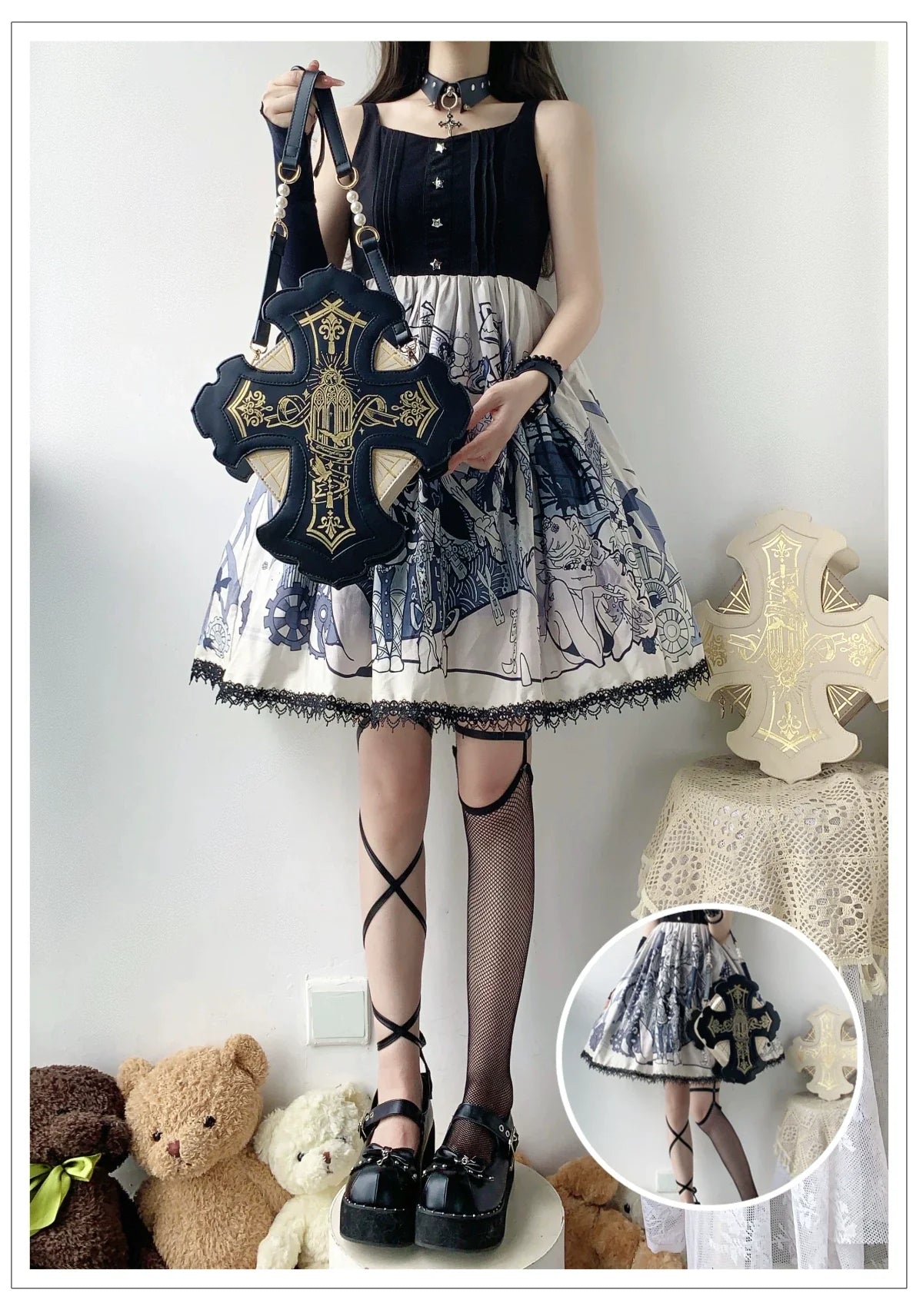 Gothic Lolita Bag, Two Detachable Shoulder Straps 45980:870140