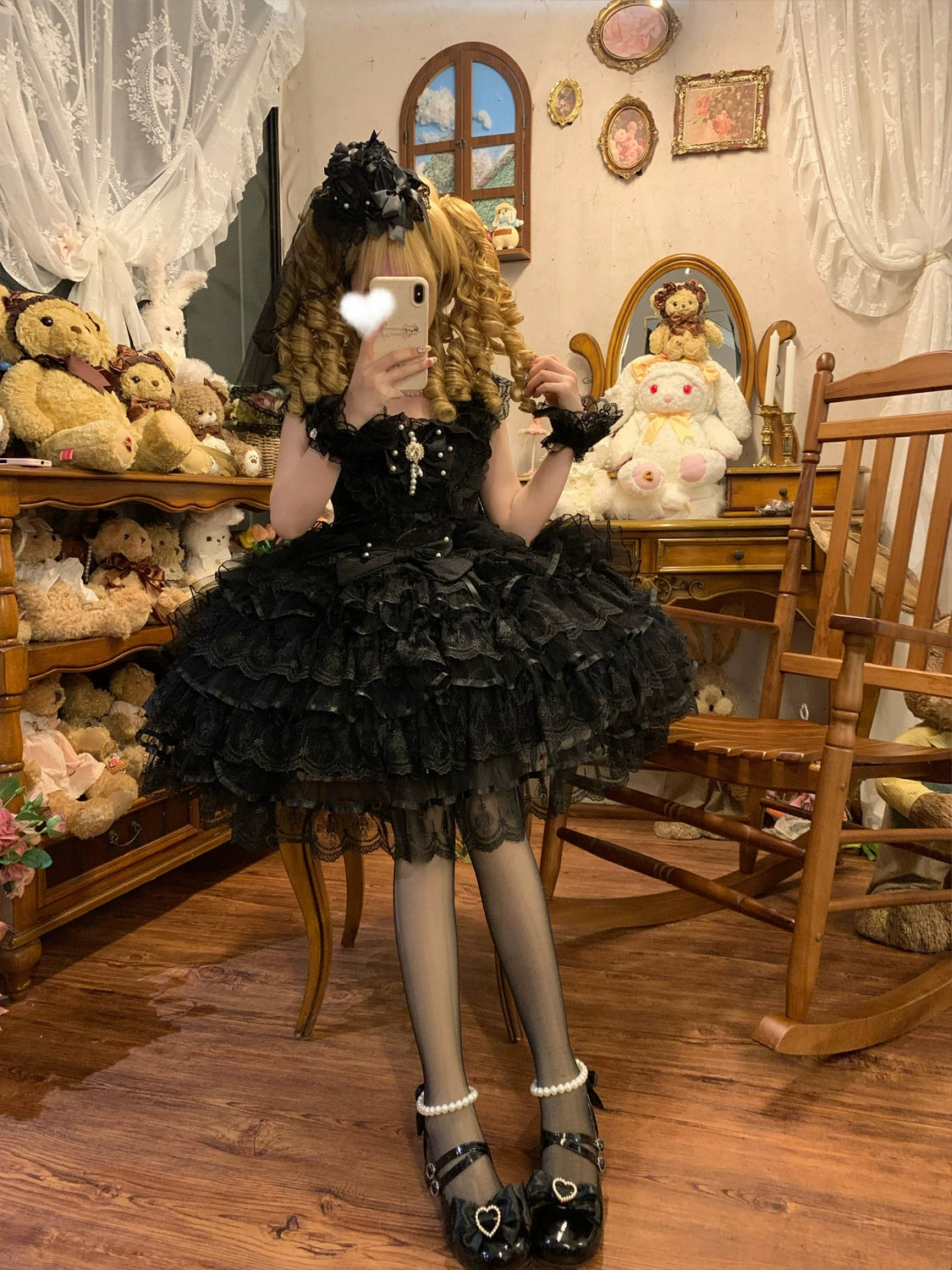 Hanguliang - Feather's Ballad - Wedding Lolita JSK Dress, Tiered Ruffles 43707:784279