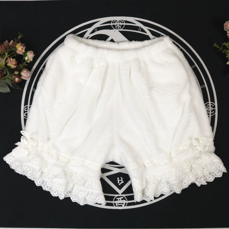 DMFS Lolita~Winter Lolita Fleece Bloomer Plush Lolita Homewear One size fits all milk white 